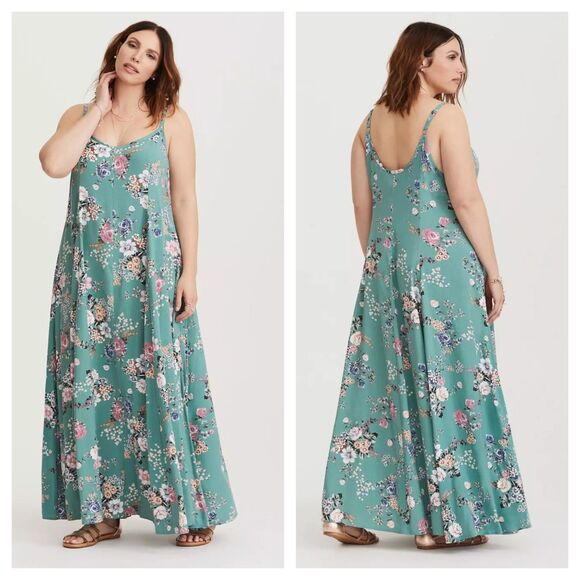 Torrid Floral Challis Trapeze Maxi Dress - Picture 1 of 4